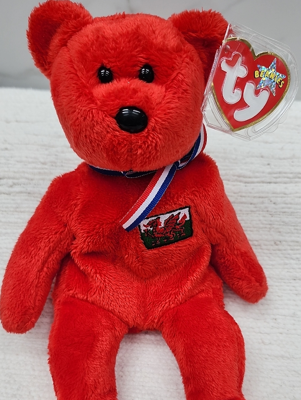 Ty Red Beanie Plush Teddy with Welsh Dragon Patch Wales